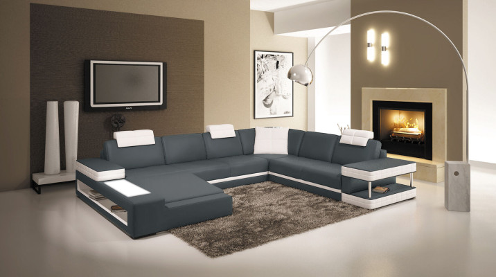 Grand canapé en cuir XXL Siège Canapé Tissu U-forme Suite Canapés en cuir