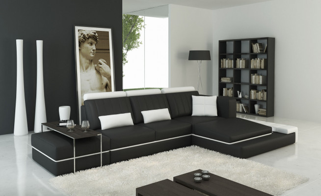 Moderne Wohnzimmer Eckschlafcouch Polstersofa Eckschlafsofa Ledersofa Garnitur L-Form