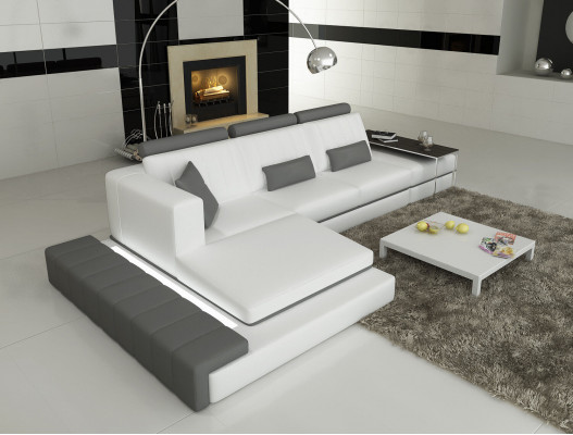 Moderne Wohnzimmer Eckschlafcouch Polstersofa Eckschlafsofa Ledersofa Garnitur L-Form