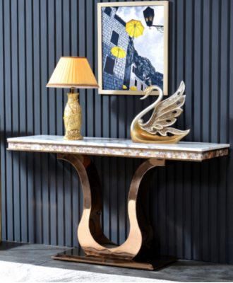 Table console en acier inoxydable de designer