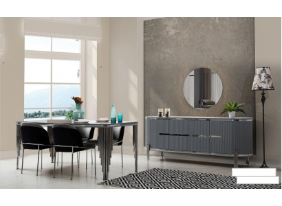 Salle à manger Ensemble Table à manger de luxe Chaise Groupe Suite Table en bois Ensemble de commode 6 pièces.