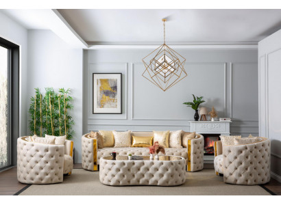 Ensemble de canapés de luxe 331 Canapé en cuir Chesterfield Fauteuil Canapé marron Ensemble de canapés 3 pièces