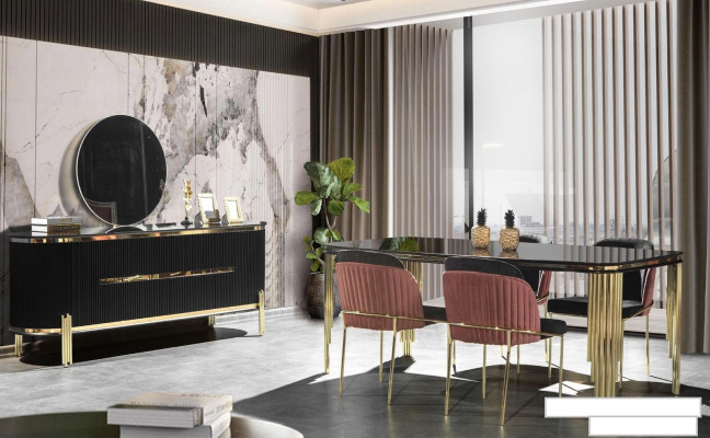 Luxe Salle à manger Ensemble Table Suite Chaise Classique Groupe de 4 Chaises Ensemble 5 pièces