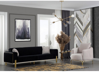 Luxury Suite Set Canapé set 331 Canapé Canapés Fauteuil Tissu 3pcs. Ensembles neufs