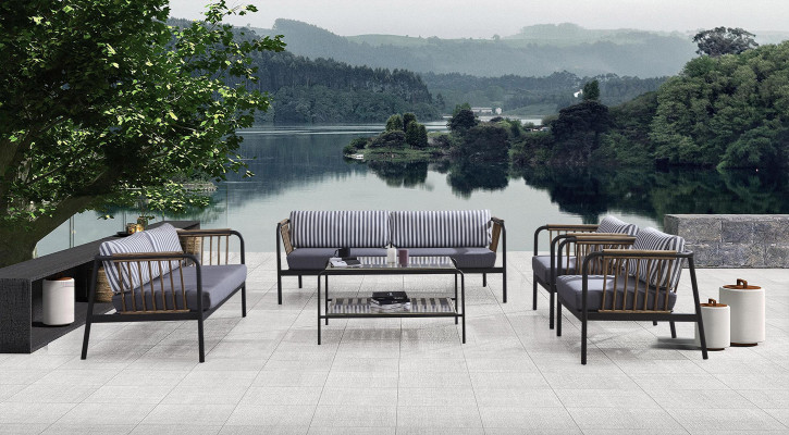 Canapé 2 places Canapés de luxe design de meubles modernes en tissu gris. Tabouret de designer.