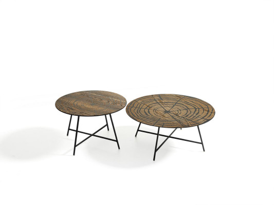Ensemble moderne de 2 tables basses rondes de luxe pour le salon.