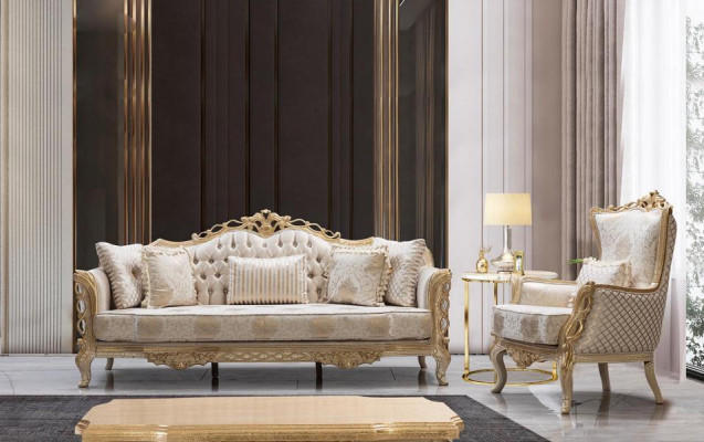 Canapé baroque Chesterfield ensemble complet de meubles de salon classique 5 pièces