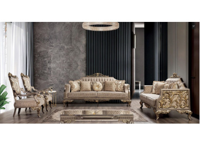 Ensemble de canapé 3+3+1+1 Table basse Ensemble de salon de luxe de designer classique