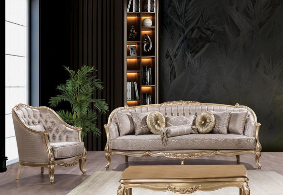 Ensemble de canapé Meubles classiques Ensemble de canapé Table basse Fauteuil Canapé Chesterfield 5 pièces