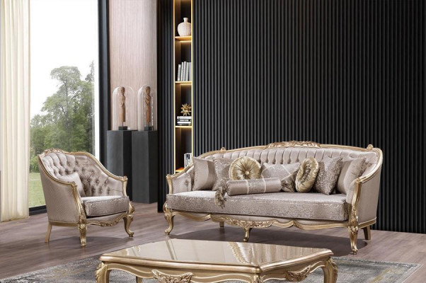 Ensemble de canapé Meubles classiques Ensemble de canapé Table basse Fauteuil Canapé Chesterfield 5 pièces