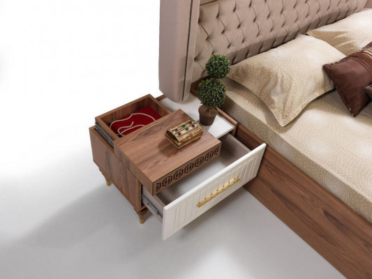 Chambre Lit 2x Tables de chevet Ensemble de 5 pièces Mobilier de design complet De luxe