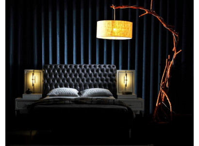 Élégant ensemble de chambre Chesterfield en noir et blanc