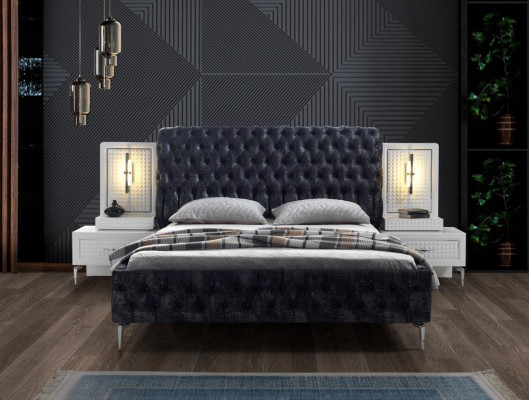 Élégant ensemble de chambre Chesterfield en noir et blanc