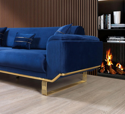 Canapé bleu Salon Canapé 3 places Canapés de designer Canapé rembourré Canapés en textile neuf