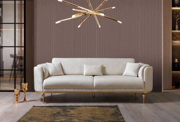 Canapé 3 places Canapé designer Canapé Rembourrage Canapés Textile Blanc Moderne Trois places