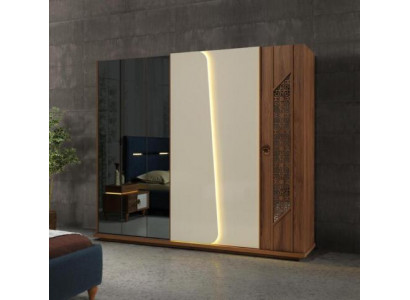 Chambre Armoire Armoire Bois Design marron Armoires de luxe LED