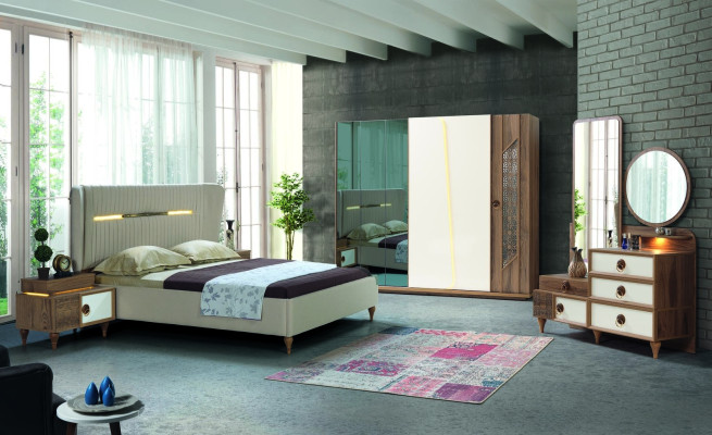 Chambre Lit Rembourrage Design Luxe Lits Doubles d'Hôtel en Bois Meubles