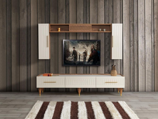 Unité murale Salle de séjour Style moderne de luxe Mobilier Unités murales Étagère 3 pièces