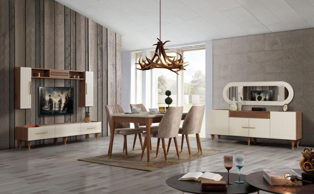 Unité murale Salle de séjour Style moderne de luxe Mobilier Unités murales Étagère 3 pièces