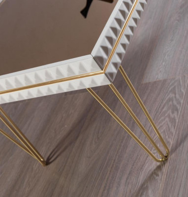 Salle de séjour Table basse Table Design Meubles de luxe 111x64 Canapé Blanc