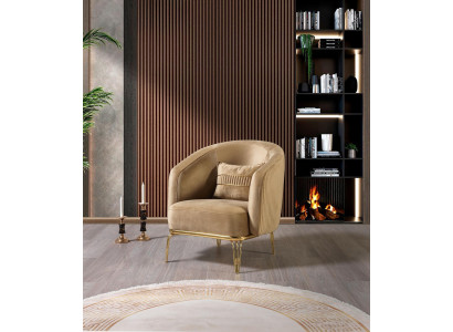 Salon Fauteuil de luxe 1 place Canapé Mobilier nouveau Moderne Beige