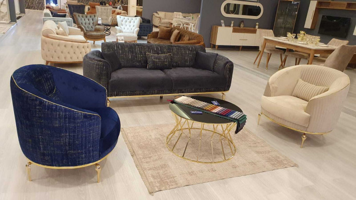 Salon Fauteuil Rembourrage Canapés 1 Place Moderne Textile Neuf Bleu Luxe