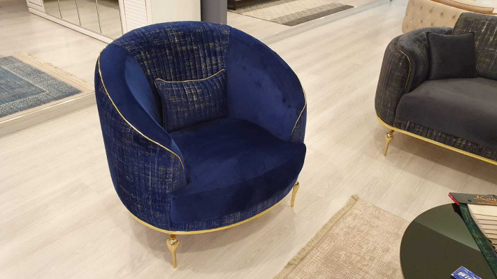 Salon Fauteuil Rembourrage Canapés 1 Place Moderne Textile Neuf Bleu Luxe