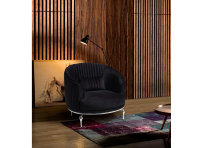 Salon Fauteuil Design Canapé Tissu Rembourrage Luxe Siège neuf Noir