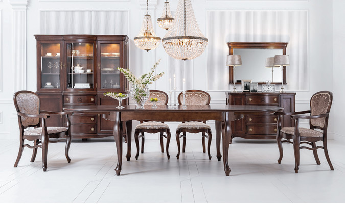 Style de salle à manger classique en bois avec grande table de style antique XXL nouvel