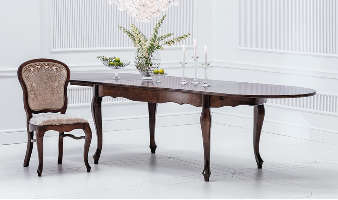Style de salle à manger classique en bois avec grande table de style antique XXL nouvel