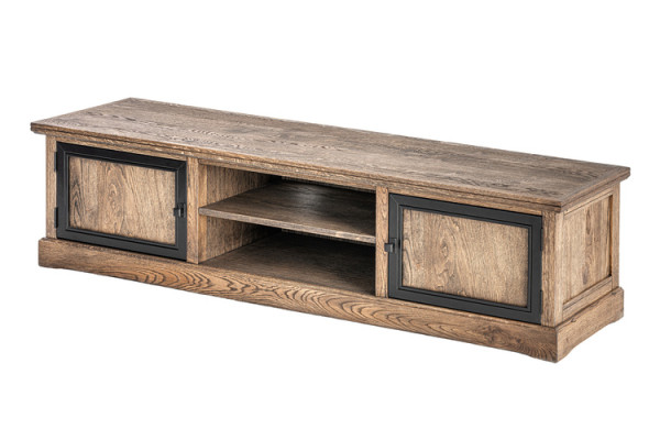 Meuble TV en bois massif avec table en verre, armoire de télévision, tables designer et basse.
