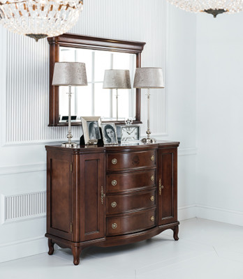 Miroir + Commode Armoire Commodes Bahut Ensemble de chambre en bois de style ancien neuf