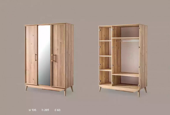 Armoire en bois marron Mobilier de chambre Armoires de design Élégant Armoire