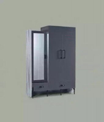 Armoire Gris Porte-manteau Armoires Chambre Bois Mobilier Ameublement 134cm