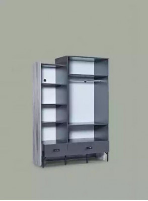 Armoire Gris Porte-manteau Armoires Chambre Bois Mobilier Ameublement 134cm