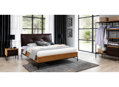 3 pièces. Ensemble complet de chambre en bois de style loft Lit Commode Armoire neuf