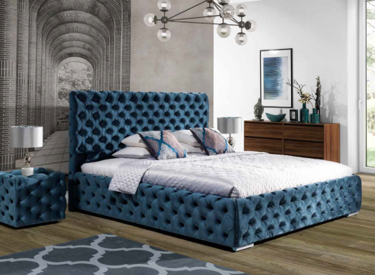 Chesterfield Rembourrage Velours Velours Lit Double de Luxe Lits Design Double