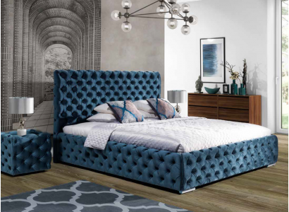 Chesterfield Rembourrage Velours Velours Lit Double de Luxe Lits Design Double