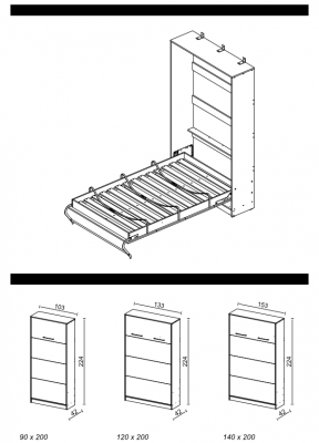 Lit Escamotable Cabinet de lit Armoire Lits Commodes Volet Produit Rabattable Neuf