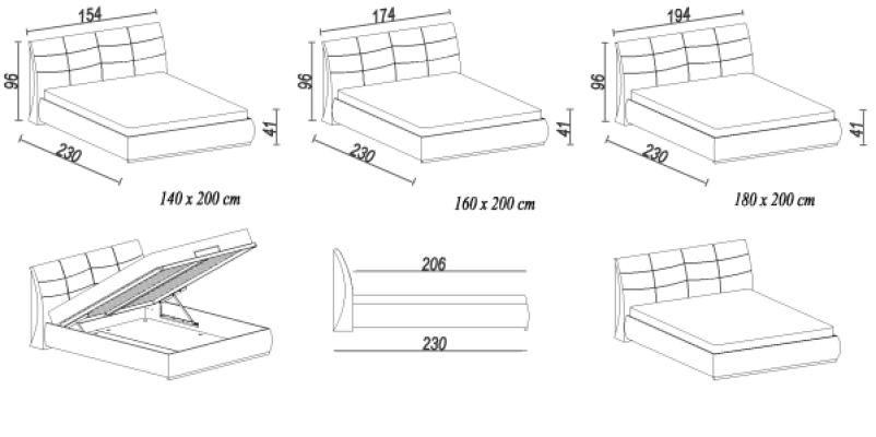 Lit Lit en cuir Lit Lit capitonné Sommier Lit double Chambre double Lit double Lits APOLLOS