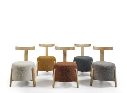 Chaise de design Chaises de luxe Suite en tissu rembourré Lot de 5 Relax Club