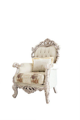 Ensemble de canapé blanc baroque Canapé Meubles rembourrés Fauteuil Table 5 pièces.