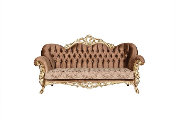 Ensemble de canapé en velours doré Chesterfield Ensemble de canapé en bois 5 pièces