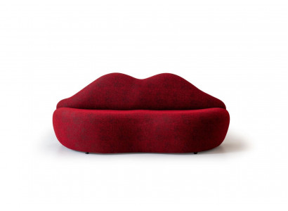 Designer canapé 3 places de couleur rouge en forme de lèvres avec des coussins de siège élégants