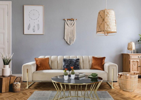Canapé 3 places Mobilier moderne Couleur beige Salon Canapés de luxe 240 cm