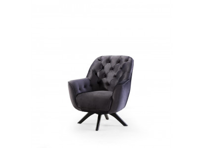 Fauteuil moderne de couleur noire pour salon en textile de design luxueux.