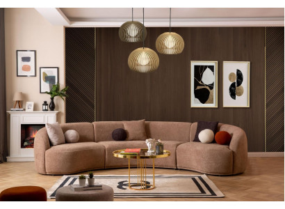 Canapé rond design Marron Coin de canapé Mobilier moderne Salon Canapés de luxe
