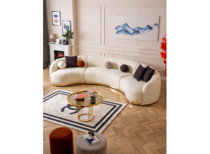 Canapé rond de designer Ensemble d'angle blanc Mobilier moderne dans le salon de luxe