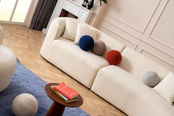 Canapé d'angle en coin blanc de designer Canapé modulaire en L Mobilier moderne Salon Suite d'angle