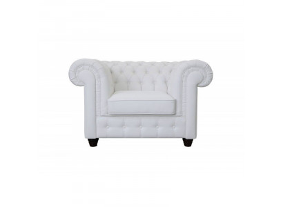 Élégant fauteuil bergère blanc Chesterfield: Le charme du classique dans un style moderne